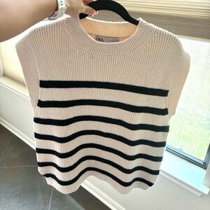 Zara Oversized Striped Sweater Vest Small